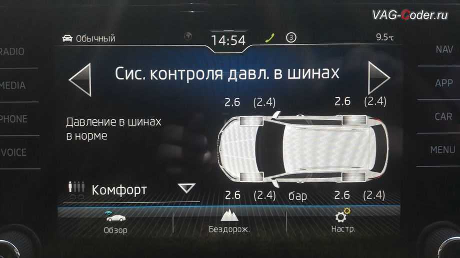 Шкода кодиак сбросить ошибку давления в шинах